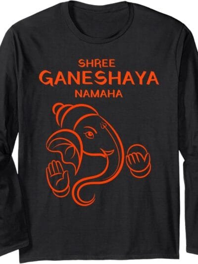 Ganapati, Ganesh, Shree Ganeshaya Namaha Ganeshotsav Puja Long Sleeve T-Shirt (USA)