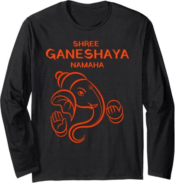 Ganapati, Ganesh, Shree Ganeshaya Namaha Ganeshotsav Puja Long Sleeve T-Shirt (USA)