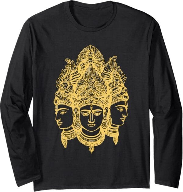Hinduism Trimurti, Sacred Pooja Hindu Temple Long Sleeve T-Shirt (Japan)