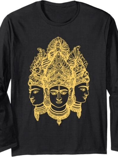 Hinduism Trimurti, Sacred Pooja Hindu Temple Long Sleeve T-Shirt (Spain)