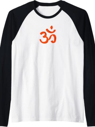 Hinduism Om, Sacred Pooja Hindu Temple Raglan T-Shirt (USA)