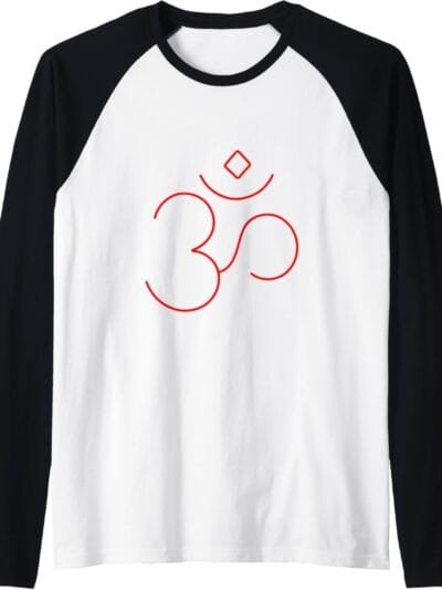 Hinduism Om, Sacred Pooja Hindu Temple Raglan T-Shirt (USA)