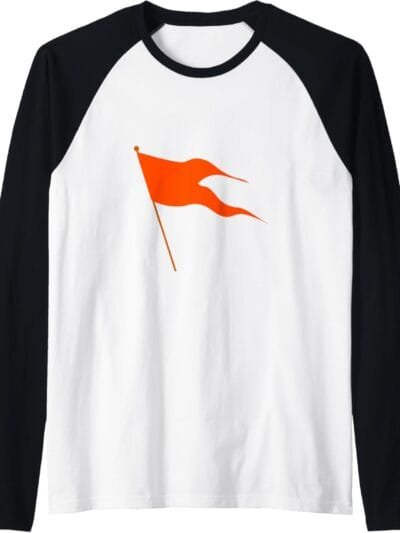 Hinduism Saffron Orange Flag, Sacred Pooja Hindu Temple Raglan T-Shirt (USA)