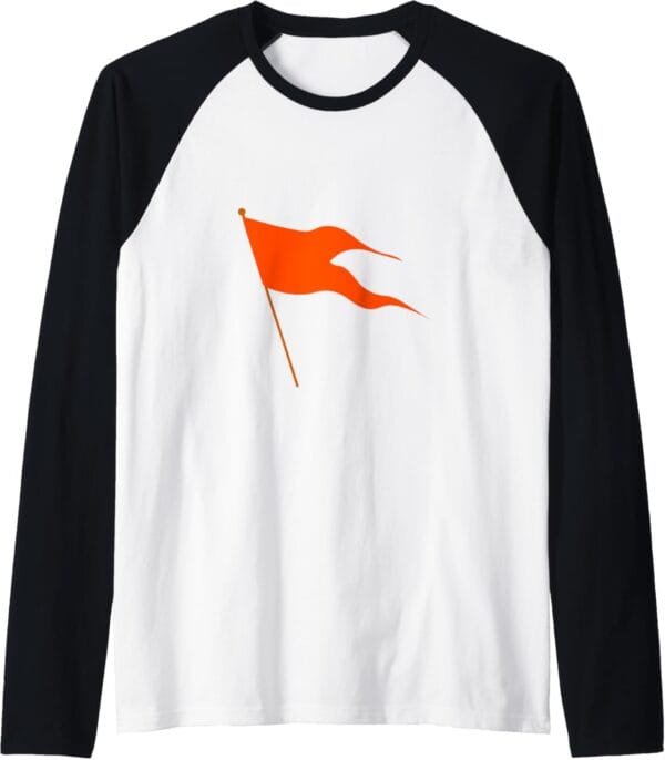 Hinduism Saffron Orange Flag, Sacred Pooja Hindu Temple Raglan T-Shirt (USA)