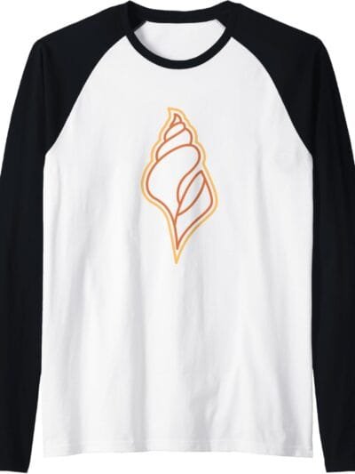 Hindu God Pooja Shankh, Conch Line Drawing Raglan T-Shirt (USA)
