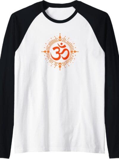 Hinduism Om, Sacred Pooja Hindu Temple Raglan T-Shirt (USA)