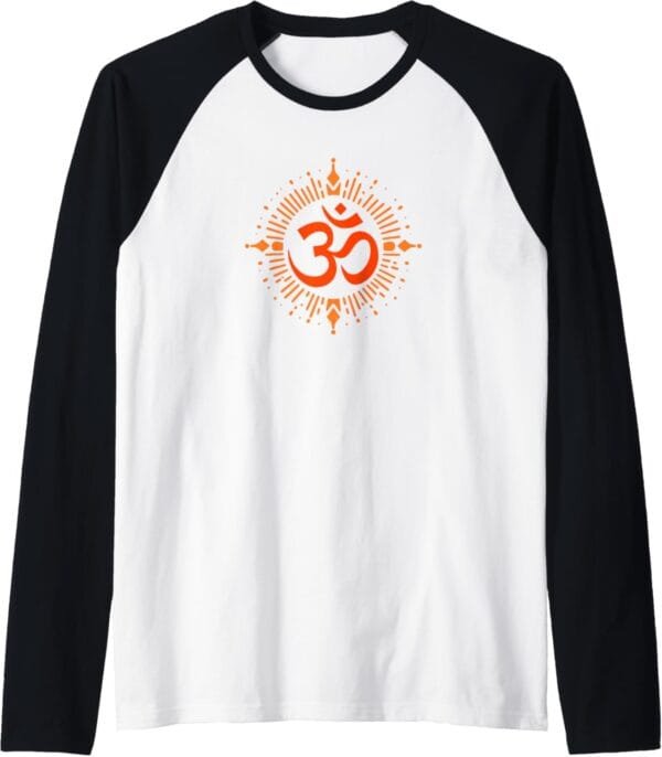 Hinduism Om, Sacred Pooja Hindu Temple Raglan T-Shirt (USA)