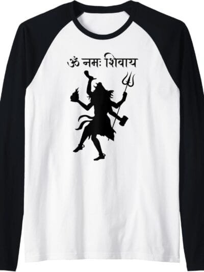 Shiva, Shankar, Maha Shivratri Tandav Hindu God Temple Pooja Raglan T-Shirt (USA)