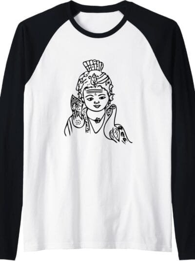 Murugan, Kartikeya Hindu God Temple Pooja Raglan T-Shirt (USA)