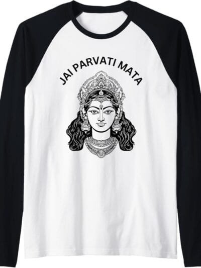Parvati Mata, Navratri Hindu Goddess Jai Parvati Mata Pooja Raglan T-Shirt (USA)
