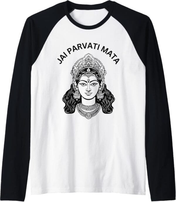 Parvati Mata, Navratri Hindu Goddess Jai Parvati Mata Pooja Raglan T-Shirt (USA)