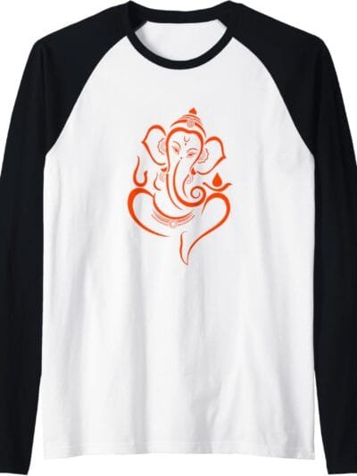 Ganapati, Ganesh, Shree Ganesh Om Ganeshotsav Puja Raglan T-Shirt (USA)