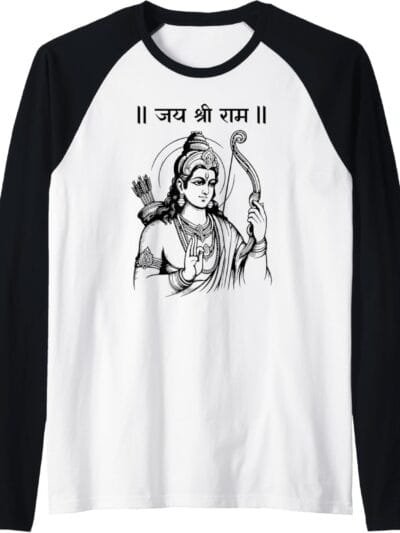 Rama, Ram, Diwali Shree Ram Hindu Temple Jai Shree Ram Hindi Raglan T-Shirt (USA)