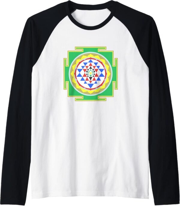 Indian Hindu Wedding Gift for Indians Sri Yantra Diagram Raglan T-Shirt (Spain)