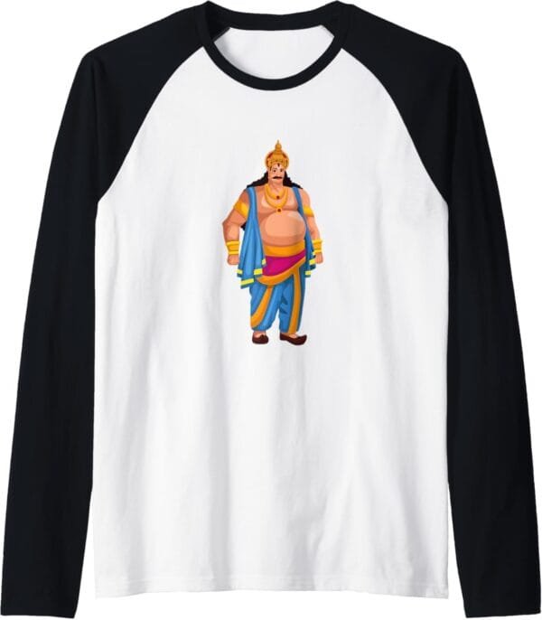 King Mahabali Onam Festival Hindu God Temple Pooja Raglan T-Shirt (USA)