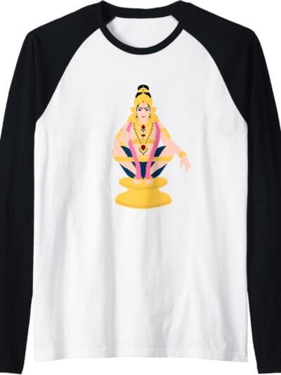 Ayyappa, Ayyappan Hindu God Temple Pooja Raglan T-Shirt (UK)