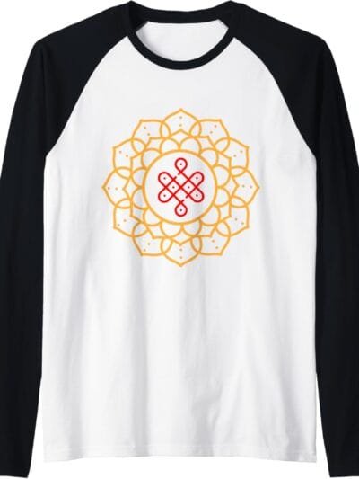 Diwali Pooja, Deepawali, Hindu Rangoli Mandala Art Raglan T-Shirt (UK)