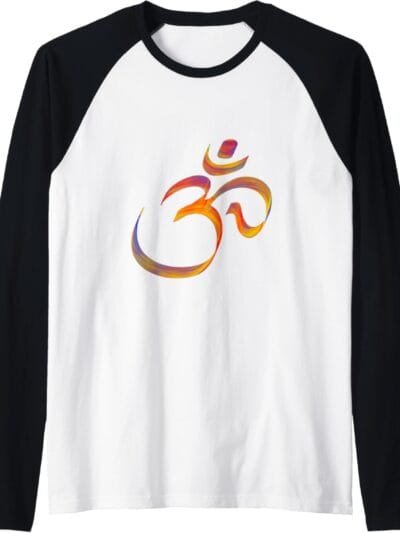 Hinduism Om, Sacred Pooja Hindu Temple Raglan T-Shirt (USA)