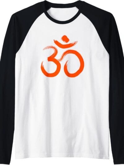 Hinduism Om, Sacred Pooja Hindu Temple Raglan T-Shirt (USA)