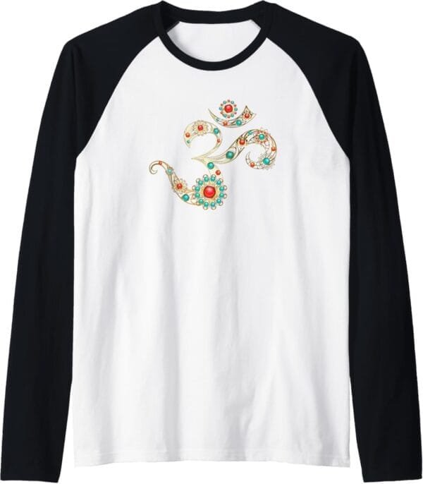 Hinduism Om, Sacred Pooja Hindu Temple Raglan T-Shirt (Spain)