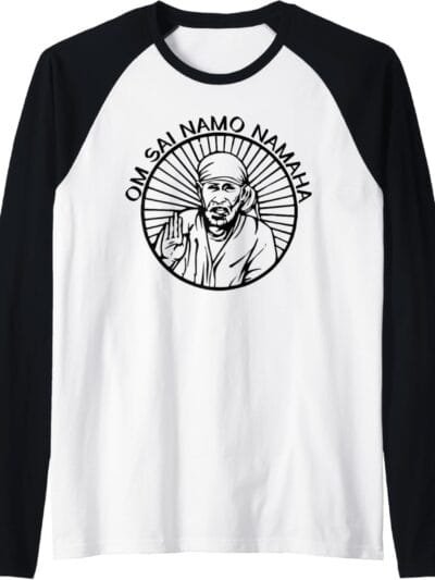 Sai Baba of Shirdi Blessing God Hindu Puja Om Sai Namo Namah Raglan T-Shirt (Italy)