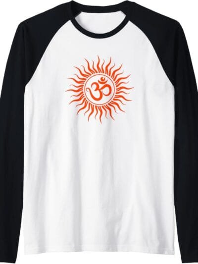 Hinduism Om, Sacred Pooja Hindu Temple Raglan T-Shirt (USA)