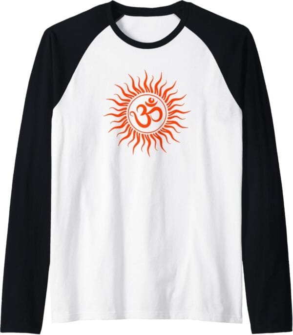 Hinduism Om, Sacred Pooja Hindu Temple Raglan T-Shirt (USA)