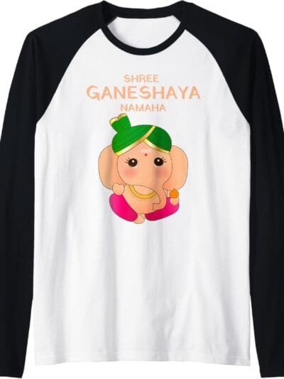 Ganapati, Ganesh, Baby Ganesha Shree Ganeshaya Namaha Puja Raglan T-Shirt (France)