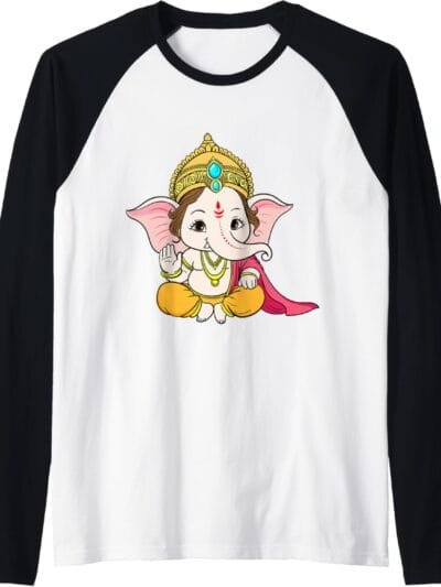 Ganapati, Ganesh, Ganeshotsav Puja Raglan T-Shirt (USA)