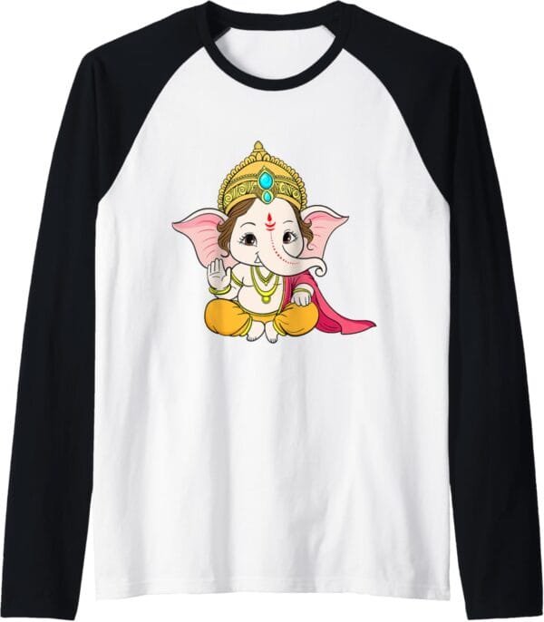Ganapati, Ganesh, Ganeshotsav Puja Raglan T-Shirt (USA)