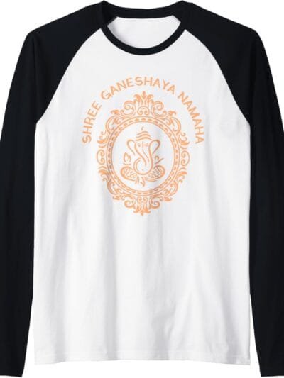 Ganapati, Ganesh, Shree Ganeshaya Namaha Puja Raglan T-Shirt (USA)