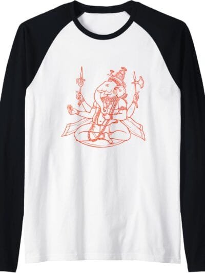 Ganapati, Ganesh, Ganeshotsav Puja Raglan T-Shirt (Spain)