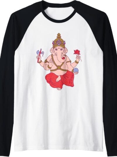 Ganapati, Ganesh, Ganeshotsav Puja Raglan T-Shirt (USA)