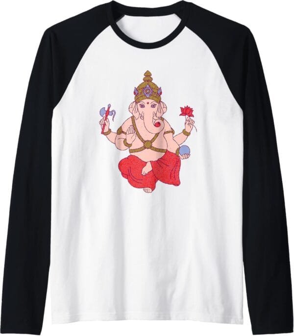 Ganapati, Ganesh, Ganeshotsav Puja Raglan T-Shirt (USA)