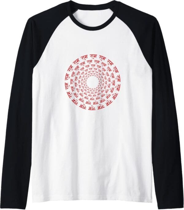 Rama, Ram, Diwali Ram Chant Sanskrit Hindu Temple Pooja Raglan T-Shirt (USA)
