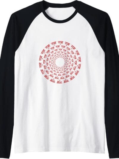 Rama, Ram, Diwali Ram Chant Sanskrit Hindu Temple Pooja Raglan T-Shirt (Spain)