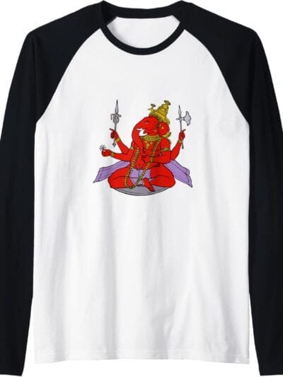 Ganapati, Ganesh, Ganeshotsav Puja Raglan T-Shirt (USA)