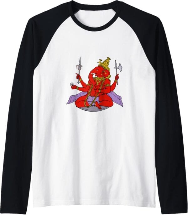 Ganapati, Ganesh, Ganeshotsav Puja Raglan T-Shirt (USA)