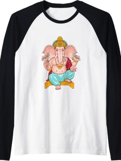 Ganapati, Ganesh, Ganeshotsav Puja Raglan T-Shirt (USA)