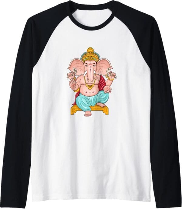 Ganapati, Ganesh, Ganeshotsav Puja Raglan T-Shirt (USA)