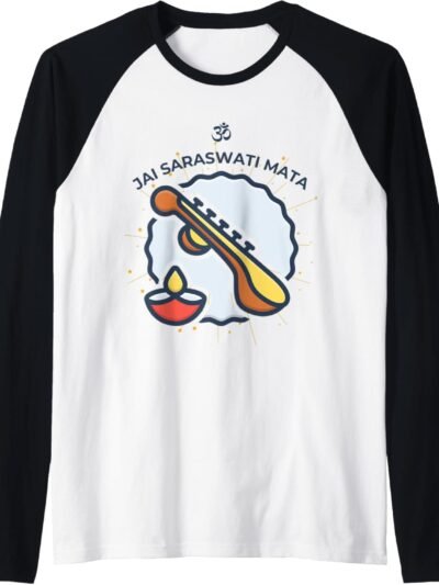 Hindu Wedding Gift for Indian Artists Om Jai Saraswati Mata Raglan T-Shirt (France)