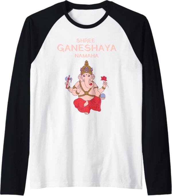 Ganapati, Ganesh, Shree Ganeshaya Namaha Ganeshotsav Puja Raglan T-Shirt (Italy)