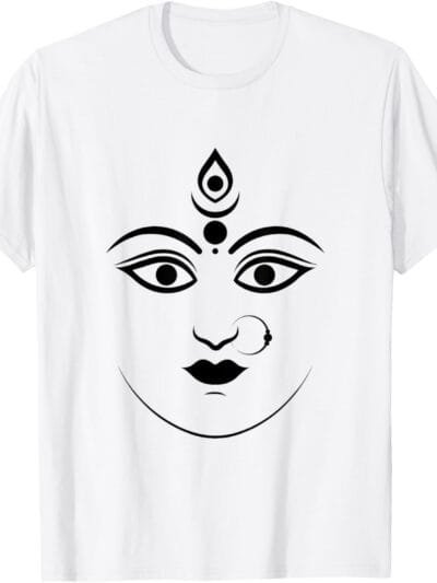 Durga Mata, Navratri Indian Goddess Face Pooja T-Shirt (USA)