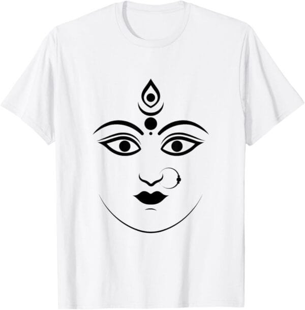 Durga Mata, Navratri Indian Goddess Face Pooja T-Shirt (USA)