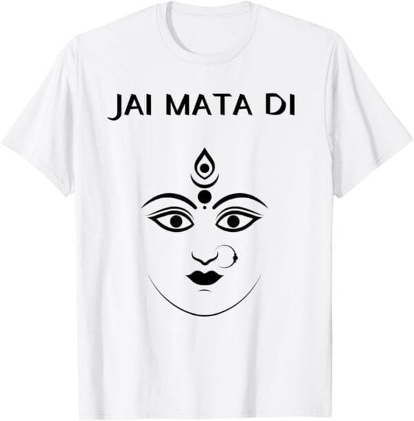 Durga Mata, Navratri Indian Goddess Face Jai Mata Di Pooja T-Shirt (USA)