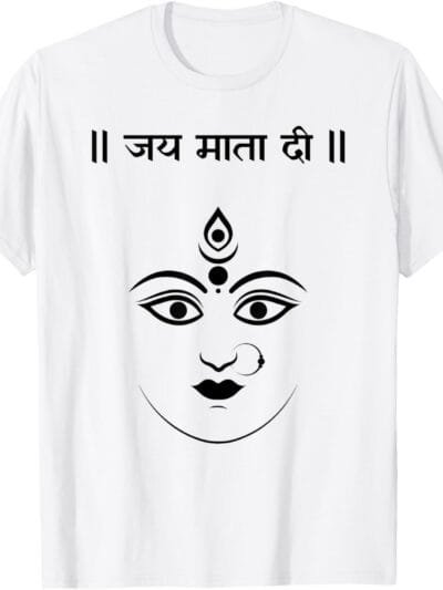 Durga Mata, Navratri Indian Goddess Jai Mata Di Hindi Pooja T-Shirt (USA)