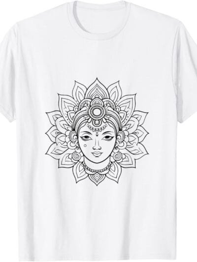 Laxmi Mata, Diwali Hindu Goddess Face Navratri Pooja T-Shirt (USA)