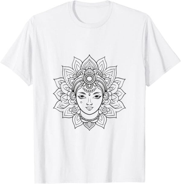 Laxmi Mata, Diwali Hindu Goddess Face Navratri Pooja T-Shirt (USA)