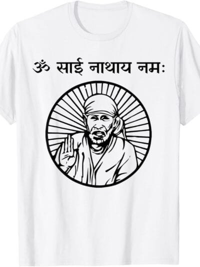 Sai Baba of Shirdi Blessing God Om Sai Nathaya Namaha Hindi T-Shirt (USA)
