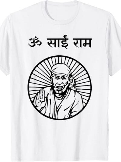 Sai Baba of Shirdi Blessing God Temple Puja Om Sai Ram Hindi T-Shirt (USA)